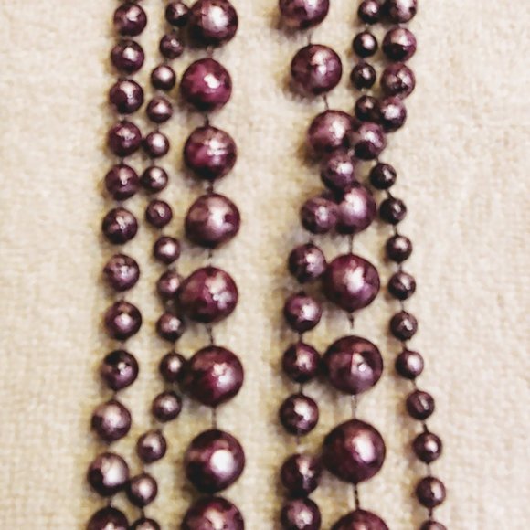 NWT Purple 3 Strand Necklace with Earrings - Picture 2 of 2